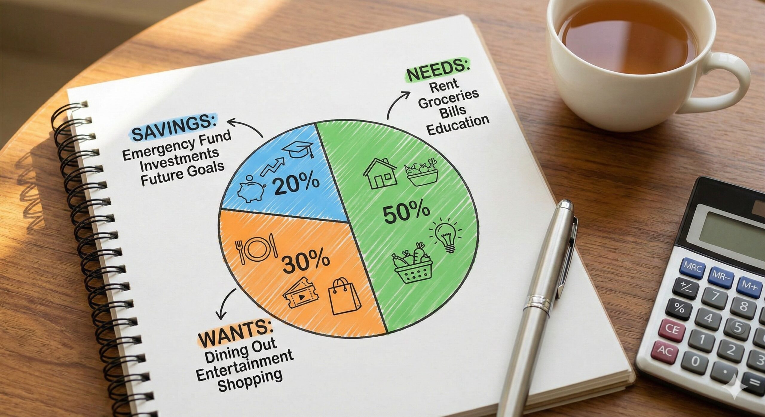 50 30 20 budget rule chart for Indian family monthly expenses