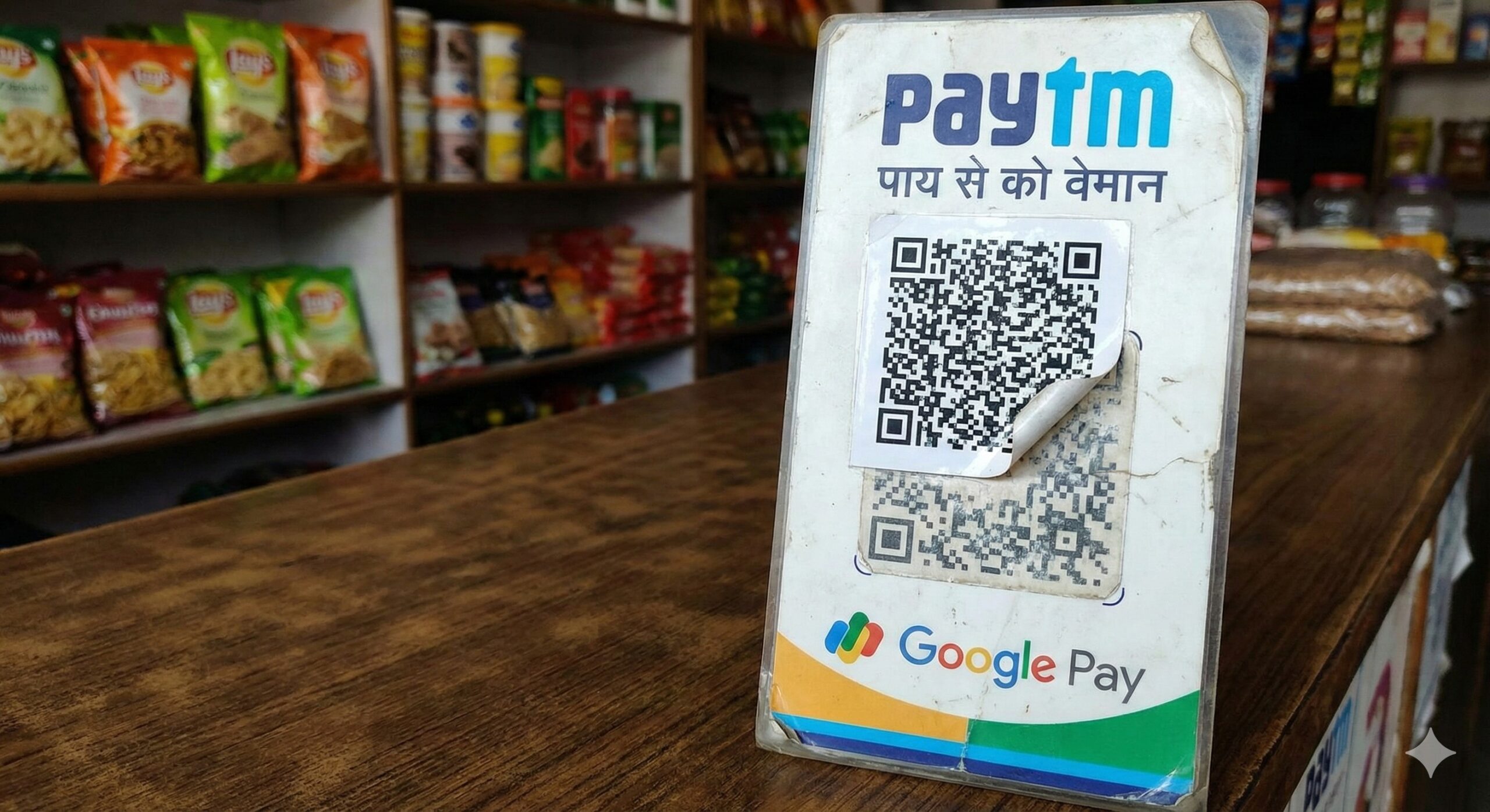 Example of a fake QR code sticker pasted over an original payment code to commit fraud.