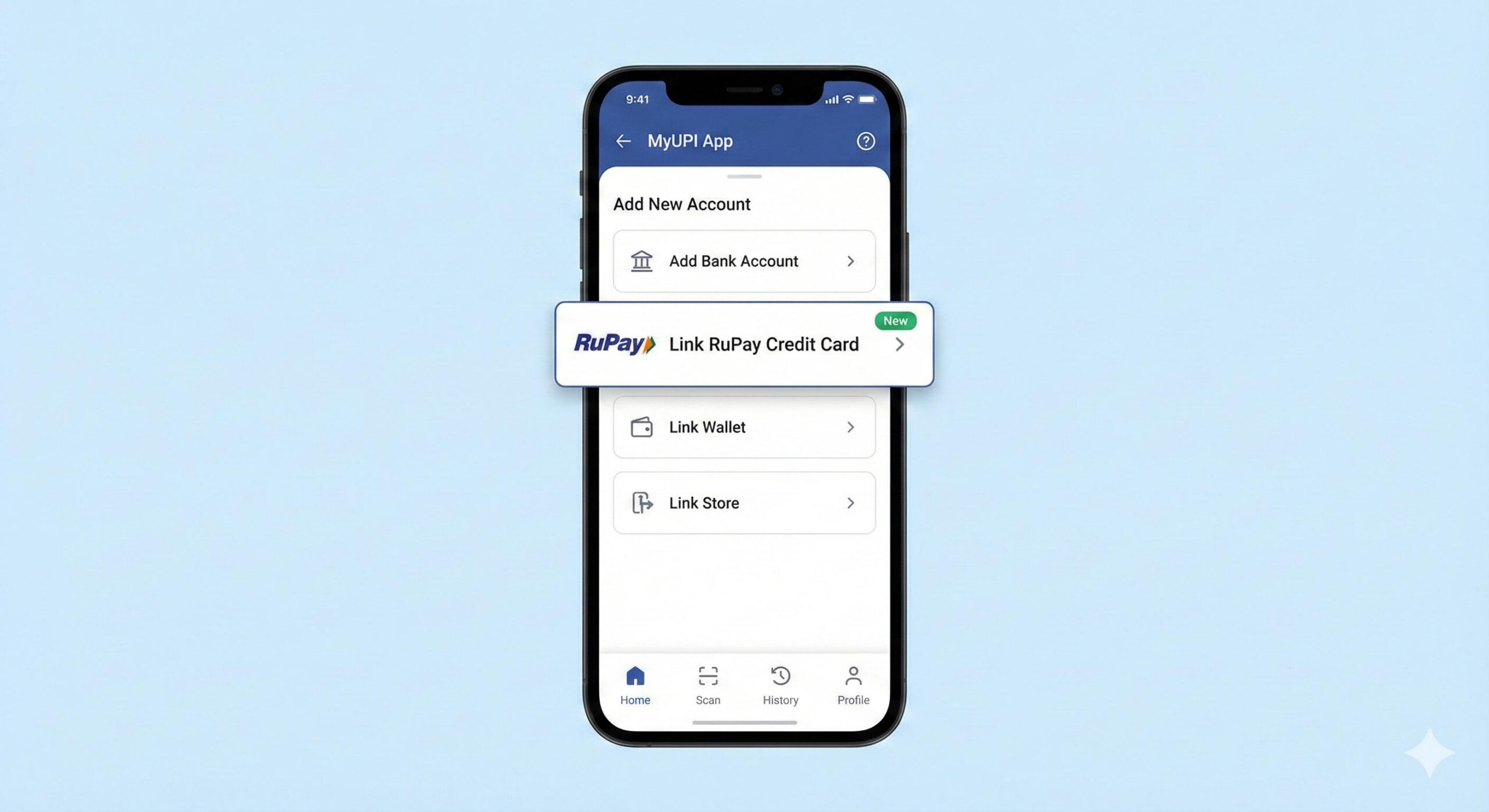 How to link RuPay credit card to UPI app screenshot guide