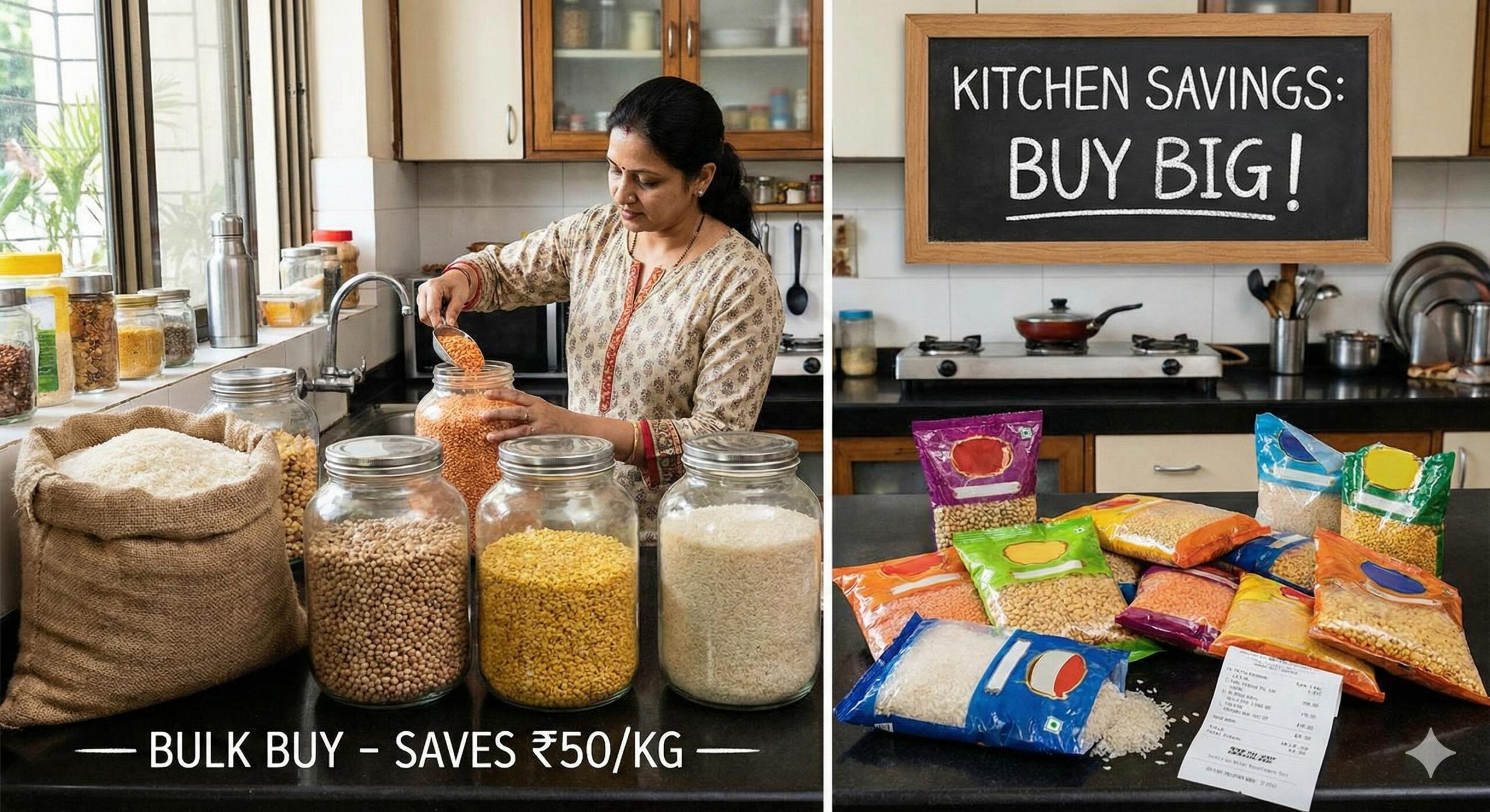 Indian kitchen grocery bulk buying savings tips (1)