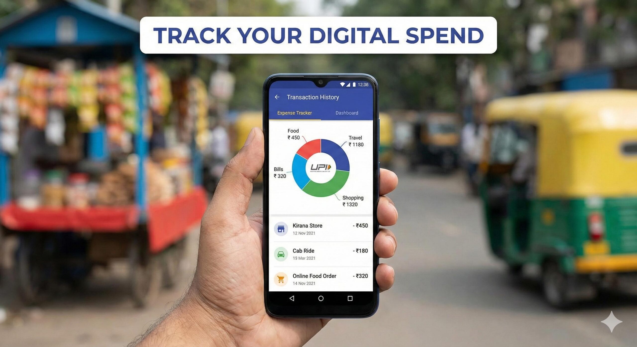 UPI payment app on smartphone tracking expenses India