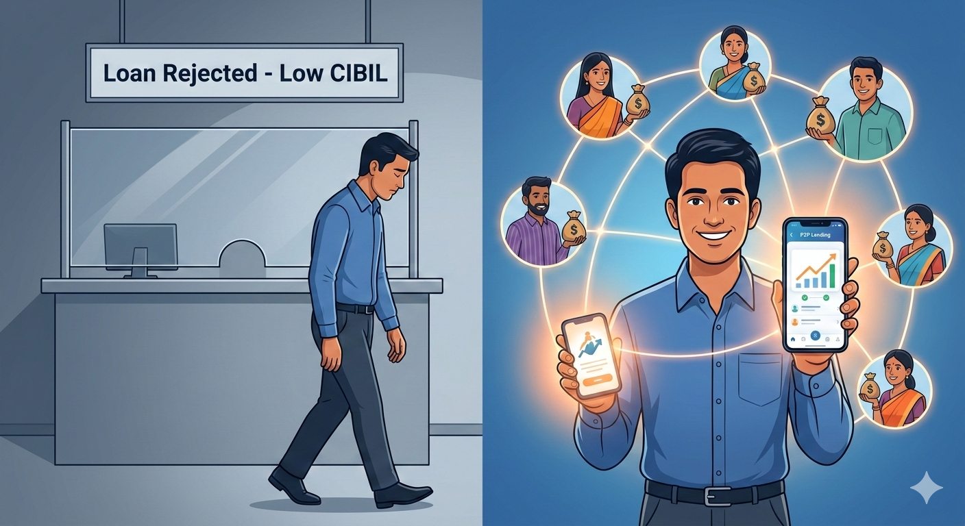 Indian salaried man rejected by traditional bank finds new loan opportunity on P2P smartphone app. (1)