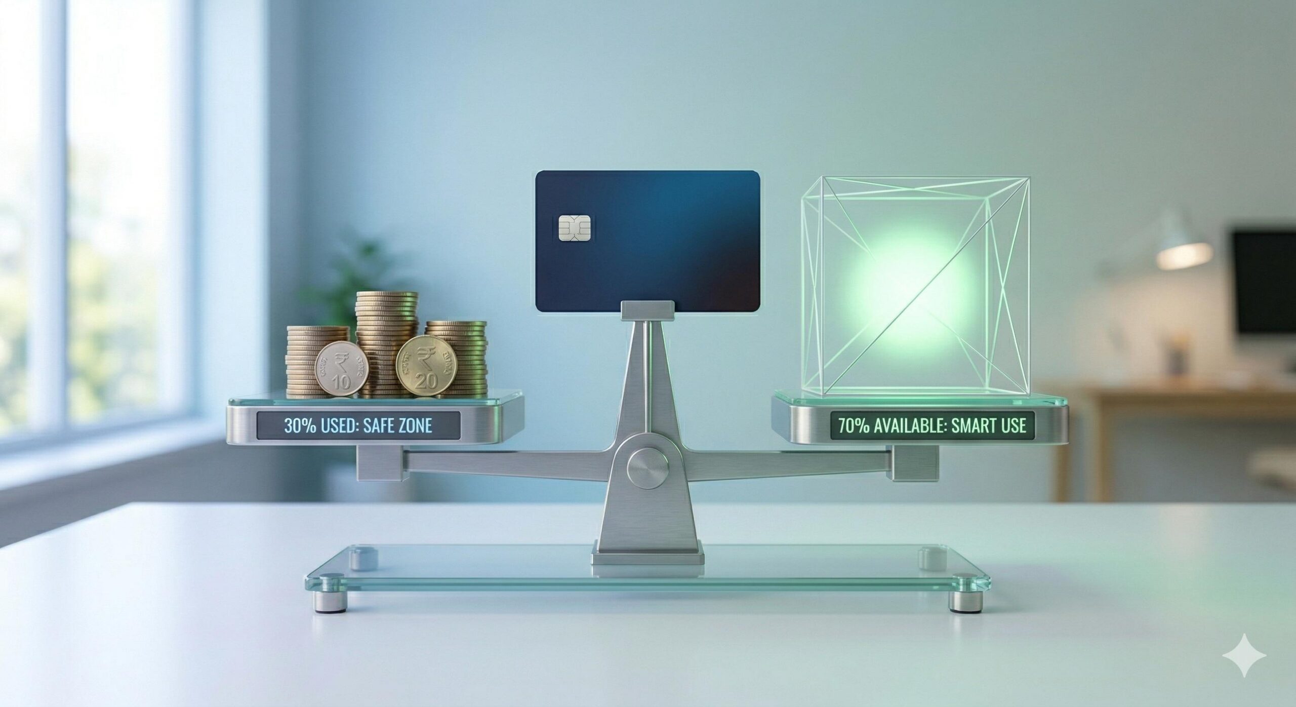 Conceptual visualization of safe 30% credit card usage.