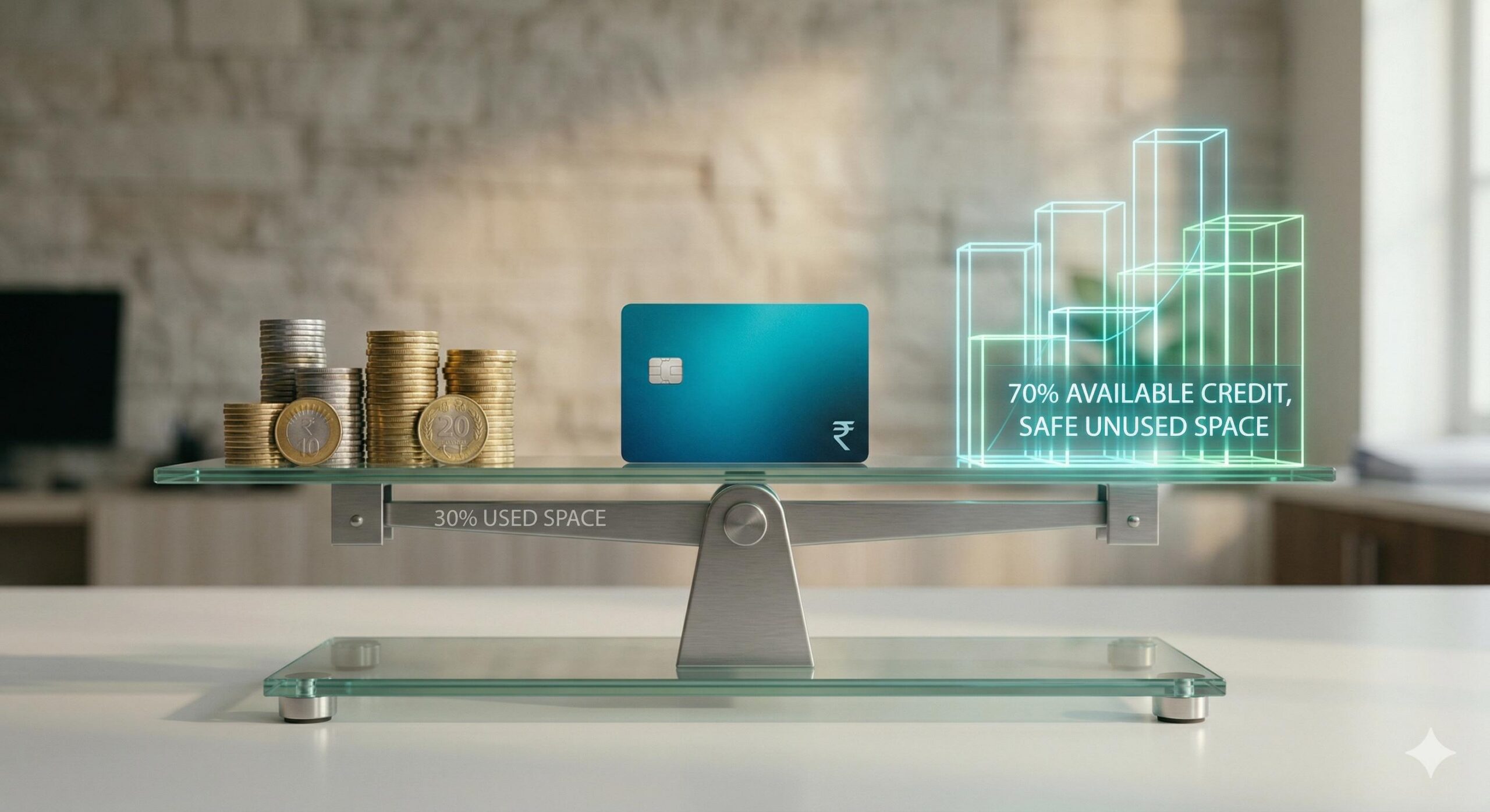 Conceptual visualization of safe 30% credit card usage.