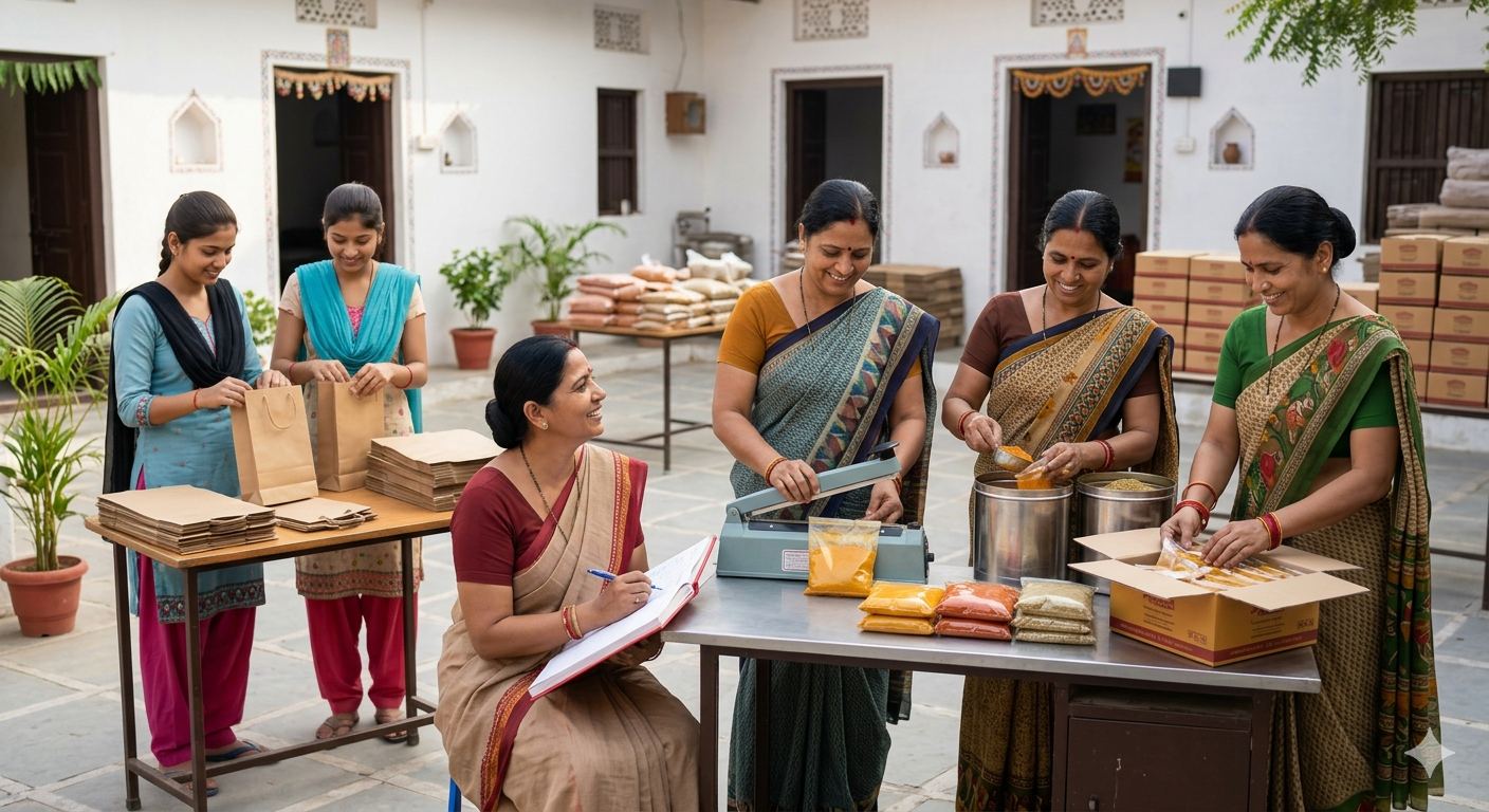 Confident Indian women working together in a successful collective business enterprise.