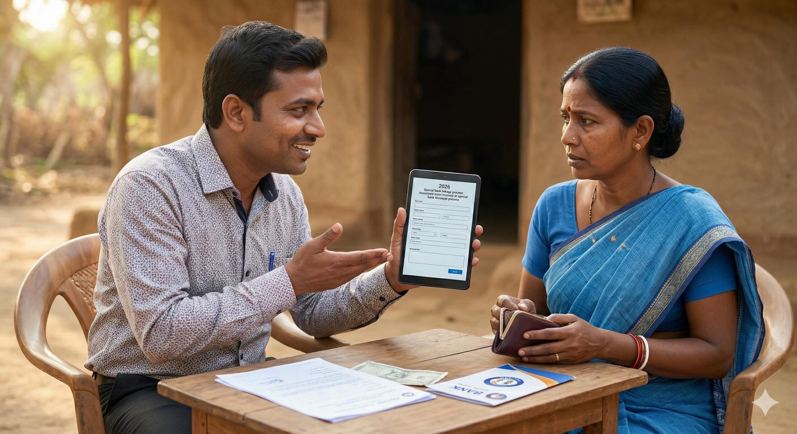 Fraudster posing as a bank agent to steal money from an Indian SHG member.