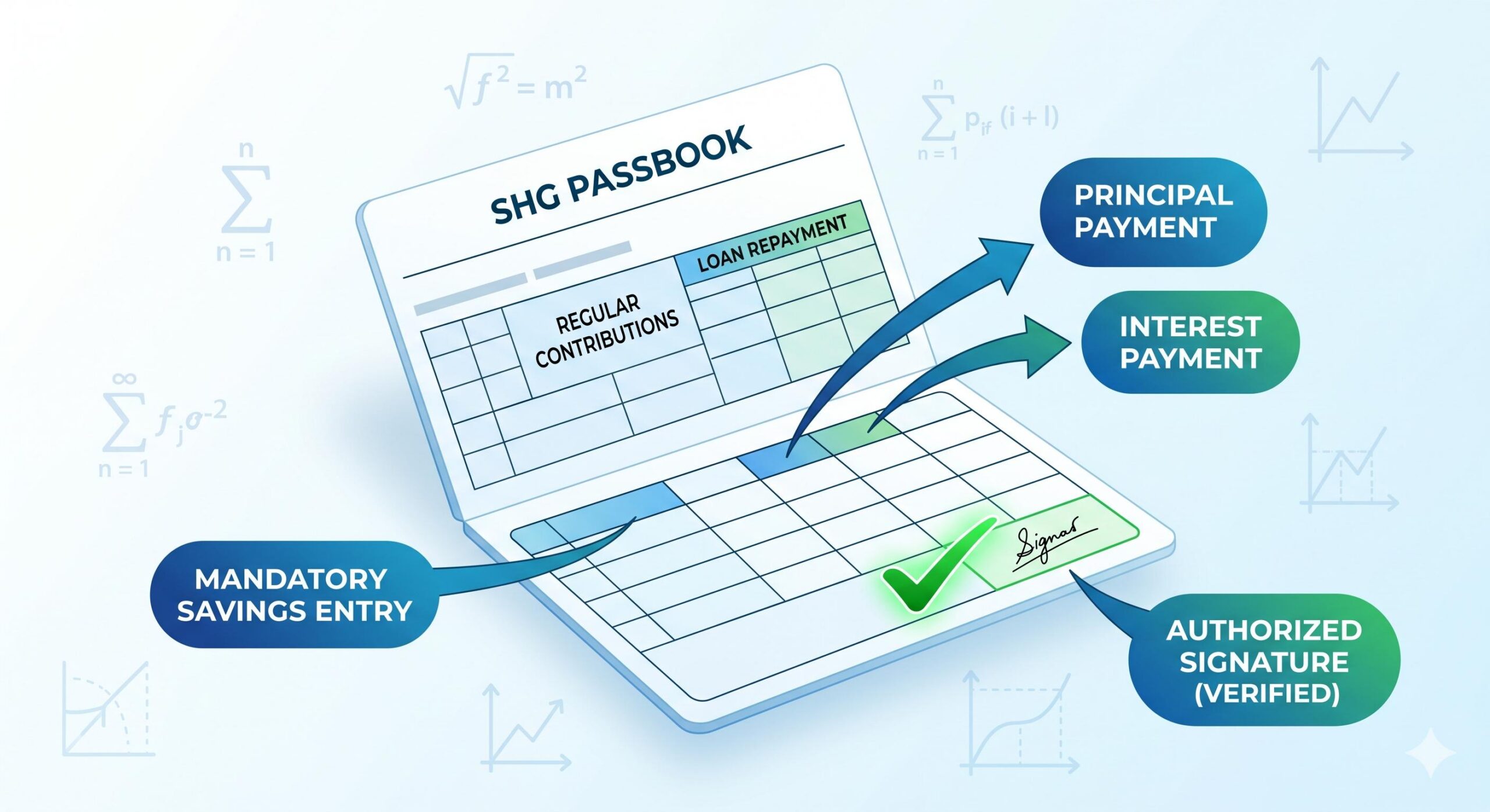 Anatomy of a correct SHG passbook page entry.