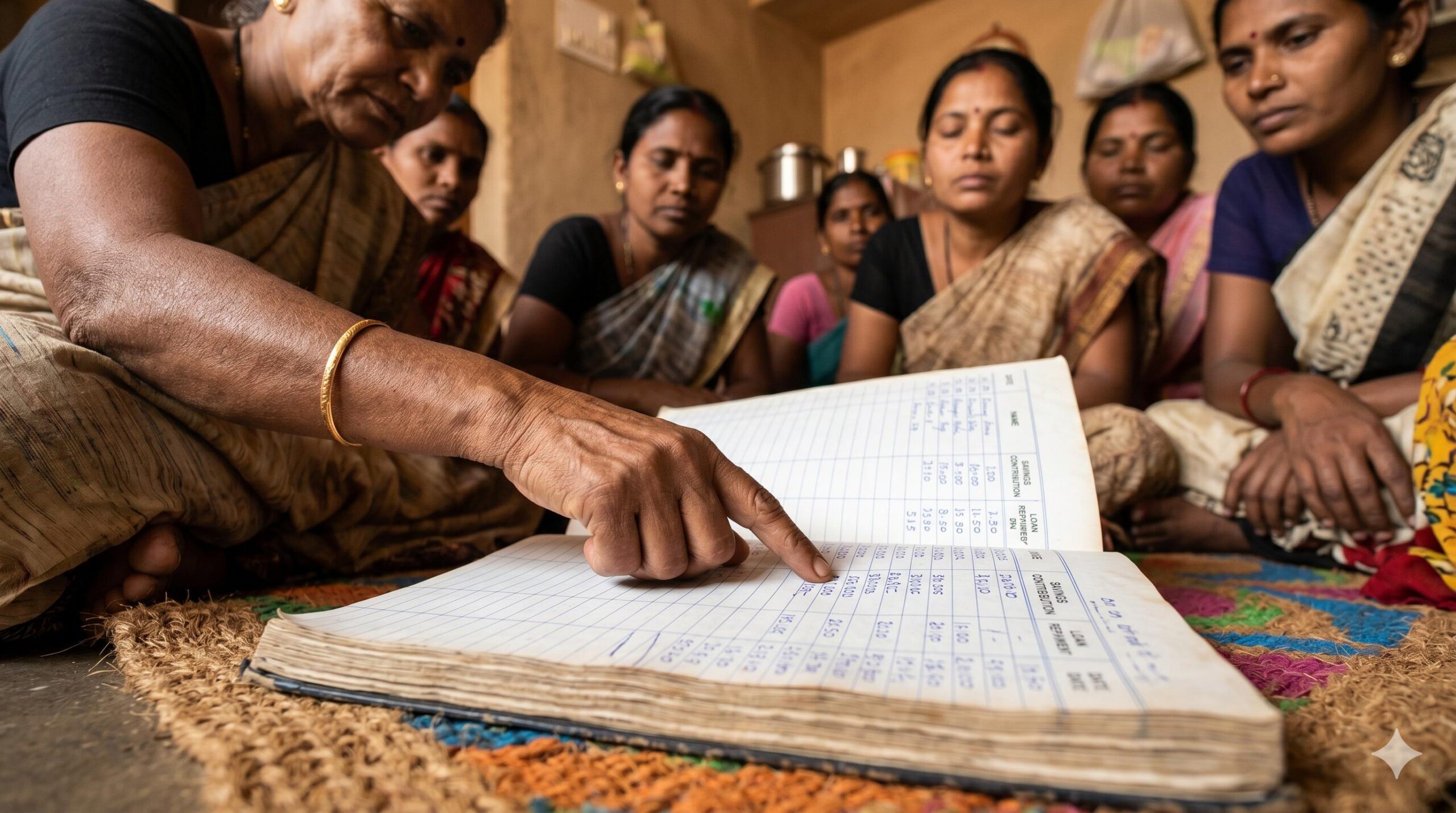 Members reviewing financial records aloud together