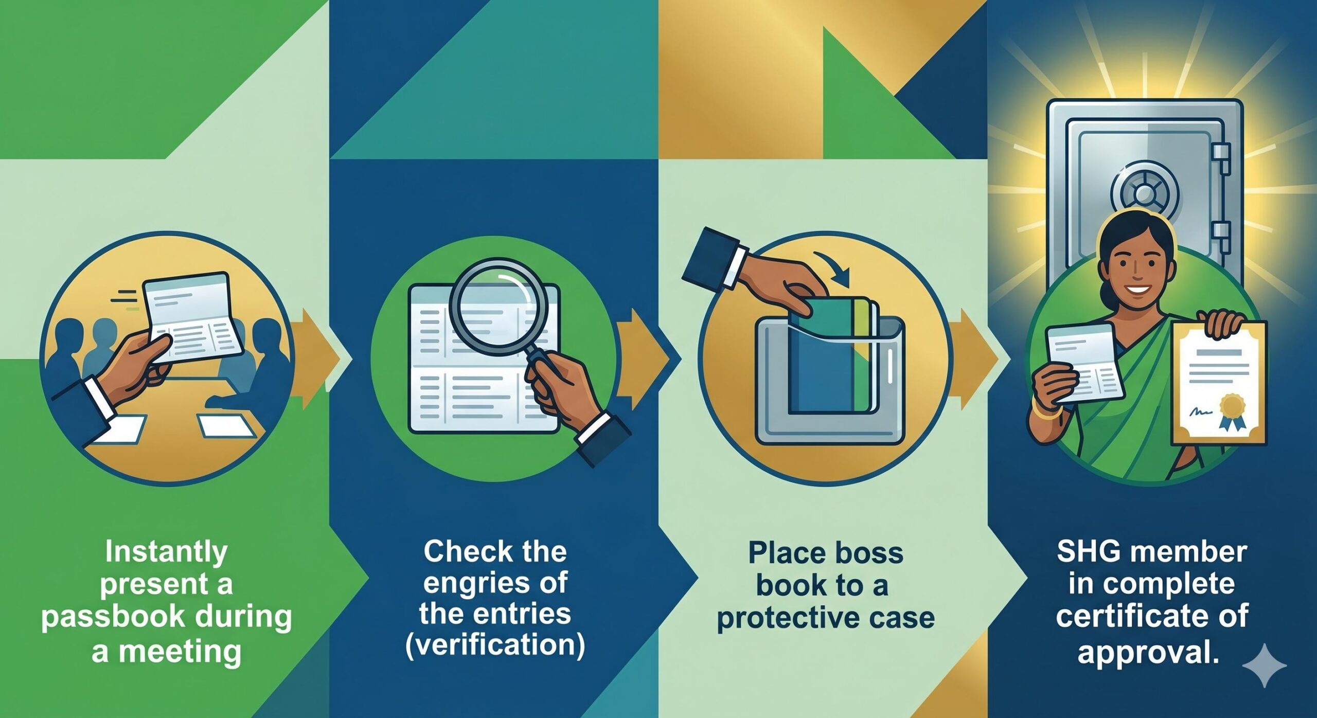 Process infographic for correct SHG passbook habits.