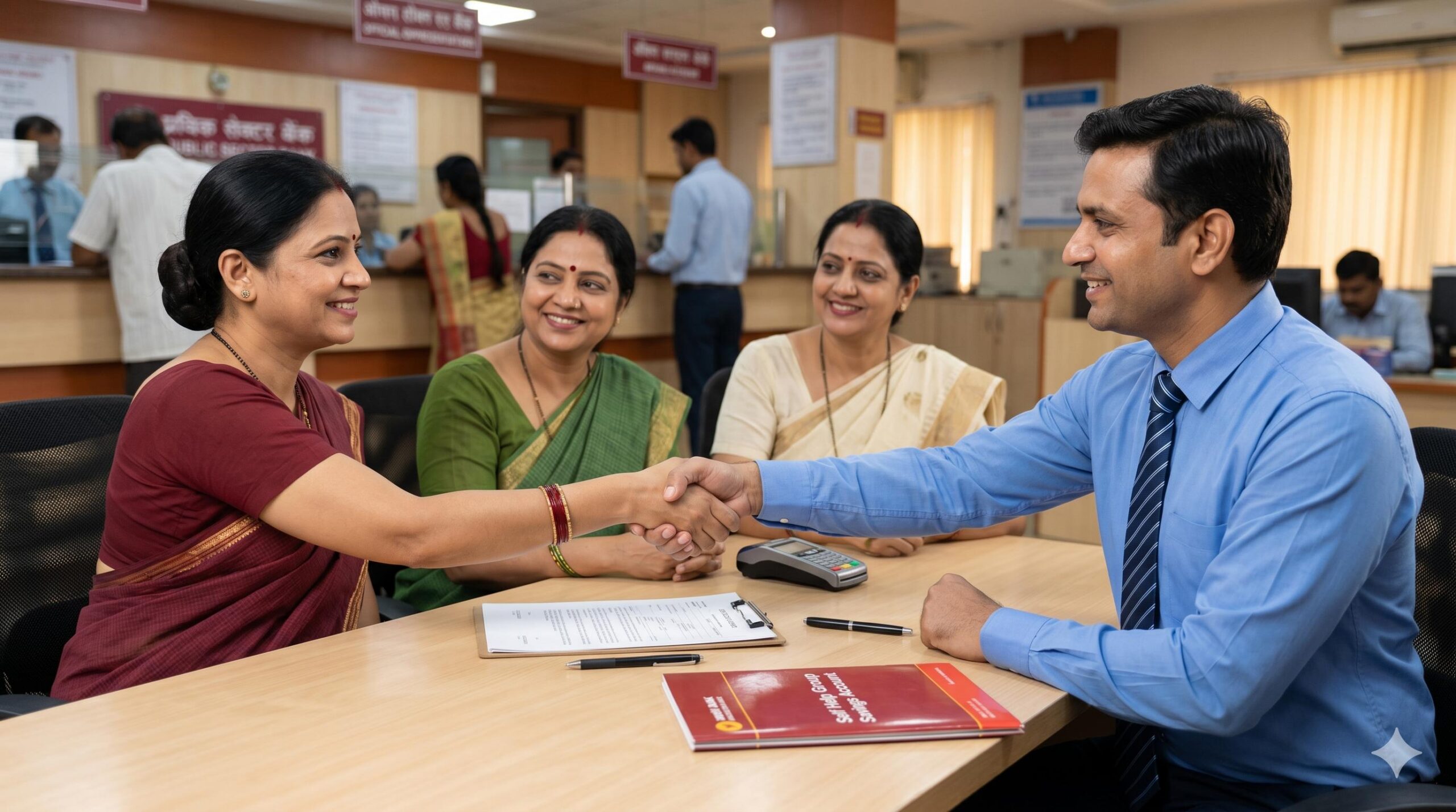 SHG members opening a bank account